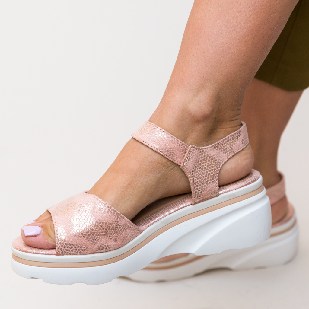 Sandale Arlond Roz cu Platforma Ieftine de Dama