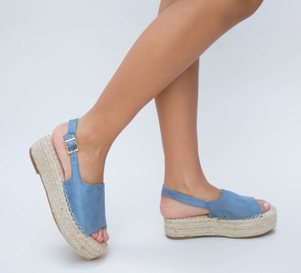 Sandale Forens Albastri cu Platforma Ieftine de Dama