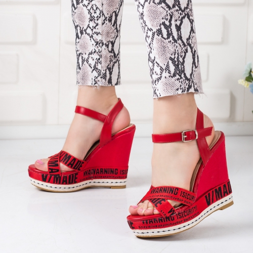 Sandale Kayami rosii de Vara cu Platforma Foarte Comoda