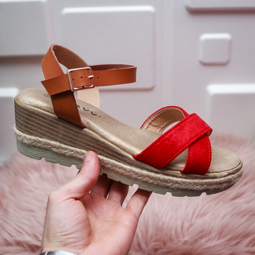 Sandale Luami rosii de Vara cu Platforma Foarte Comoda