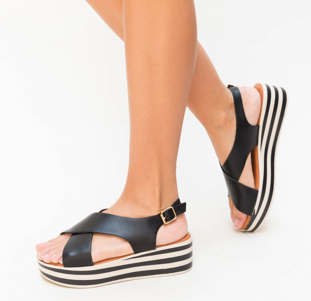 Sandale Mima Negre cu Platforma Ieftine de Dama