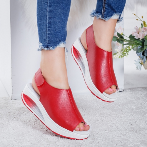 Sandale Piele Erilia rosii de Dama Online