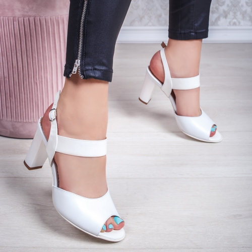 Sandale Piele albi Rozmin de Dama Online