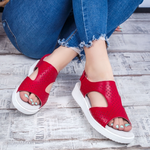 Sandale Piele rosii Esania de Dama Online