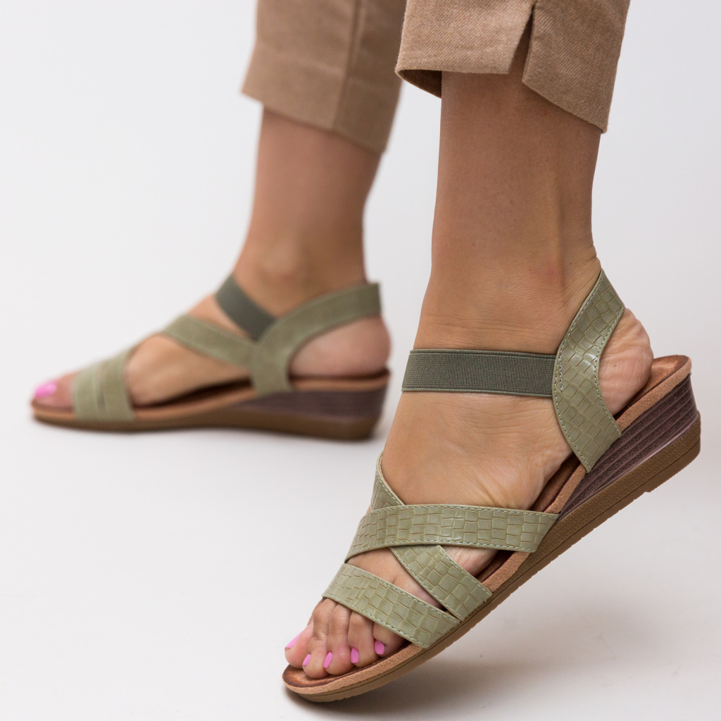 Sandale Reynal Verzi cu Platforma Ieftine de Dama