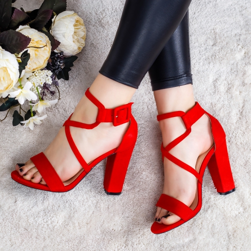 Sandale Sapriti rosii de seara cu toc elegante