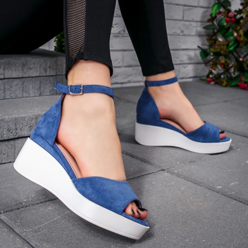 Sandale albastre Karenia de Vara cu Platforma Foarte Comoda
