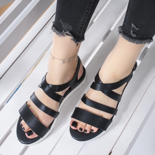 Sandale negre Rihane de Vara cu Platforma Foarte Comoda