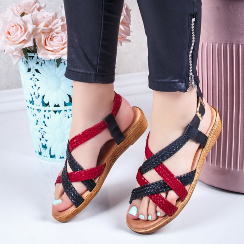 Sandale negre cu rosu Ganema cu Talpa Joasa de Dama Online