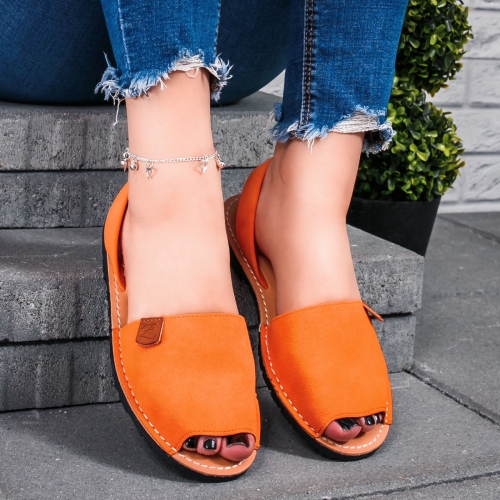 Sandale portocalii Hitalia cu Talpa Joasa de Dama Online