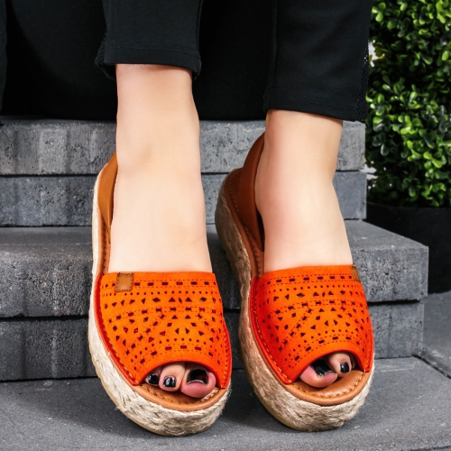 Sandale portocalii Rosabelle de Vara cu Platforma Foarte Comoda