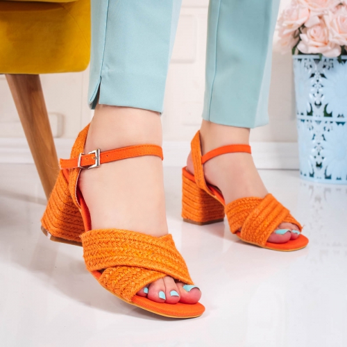 Sandale portocalii Uderia de seara cu toc elegante