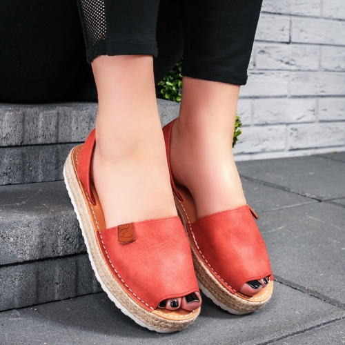 Sandale rosii Caresa cu Talpa Joasa de Dama Online