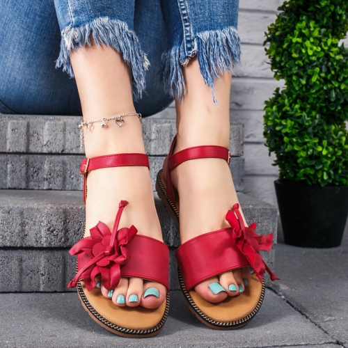 Sandale rosii Royalis cu Talpa Joasa de Dama Online