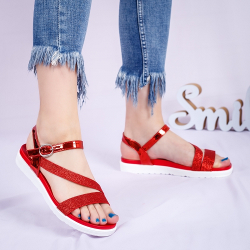 Sandale rosii Vivica cu Talpa Joasa de Dama Online